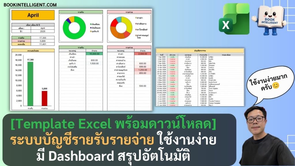 [Template Excel พร้อมดาวน์โหลด] ระบบบัญชีรายรับรายจ่าย ใช้งานง่าย มี Dashboard สรุปอัตโนมัติ-2