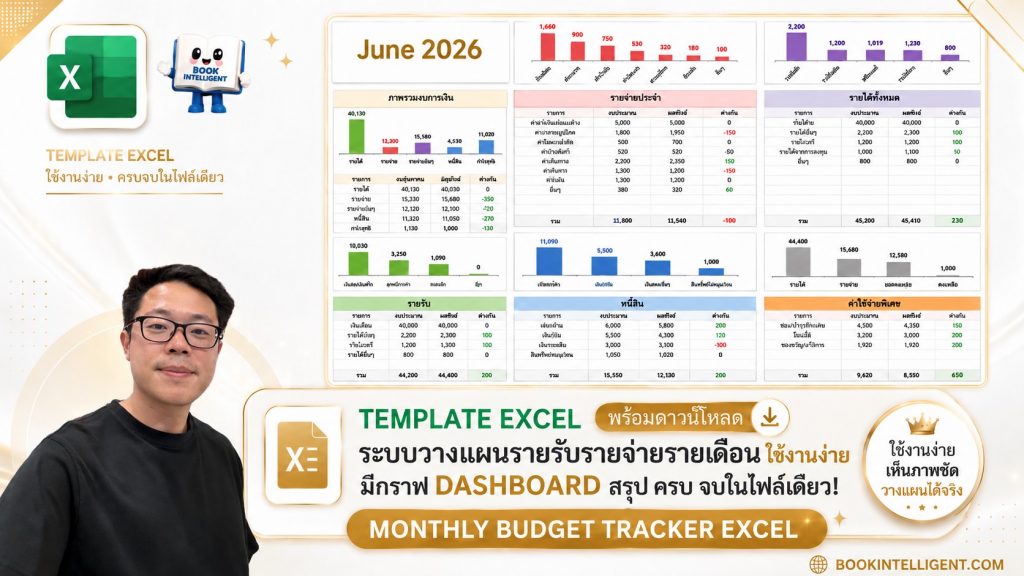 [Template Excel พร้อมดาวน์โหลด] ระบบวางแผนรายรับรายจ่ายรายเดือน ใช้งานง่าย มีกราฟ Dashboard สรุป