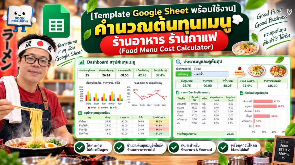 Food Menu Cost Calculator Google Sheet Template คำนวณต้นทุนเมนู ร้านอาหาร ร้านกาแฟ